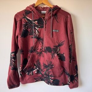 Columbia Women’s Burgundy and Black Patterned Half Zip Up Sweater Size S